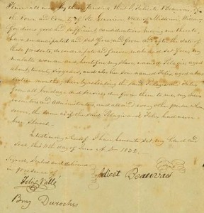 This is a photo of the Emancipation Document for Pelagie and Felix